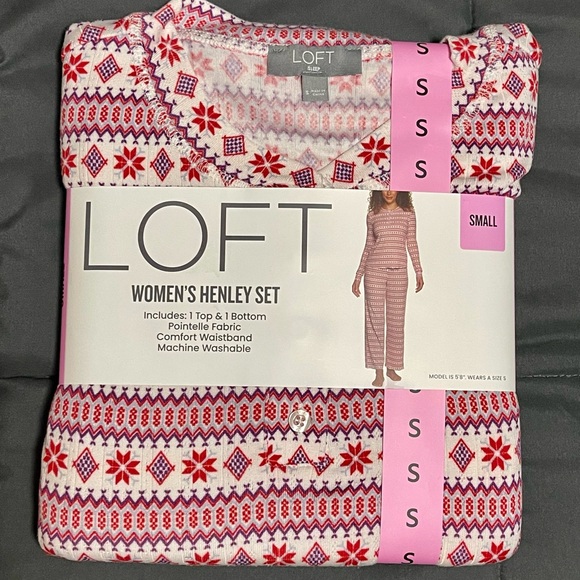 LOFT Women’s 2-Piece Henley Pointelle Pajama Set Small (4–6) NWT - Picture 3 of 13